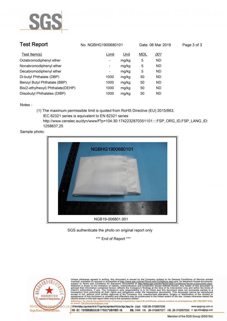 PES double-sided hot melt adhesive film RoHS 2.0 test report 3/3