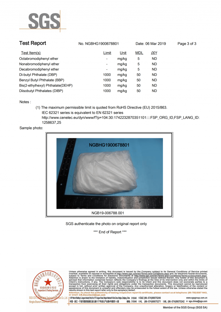 EVA double-sided hot melt adhesive film RoHS 2.0 test report 3/3