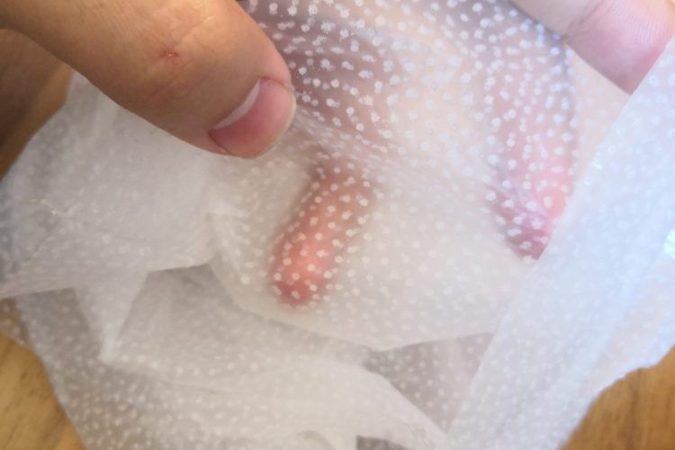 Sock-shaped double-sided PU waterproof membrane with hot melt adhesive dots 2 Sock-shaped double-sided PU waterproof membrane with hot melt adhesive dots 2